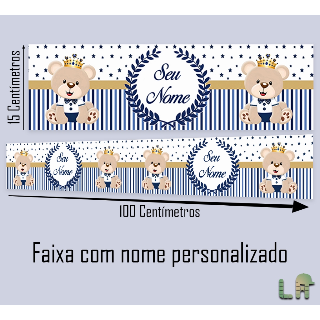 Faixa Decorativa Adesivo Parede Crianças Quarto Sala Menino Urso Principe Ursinho Coroa Rei