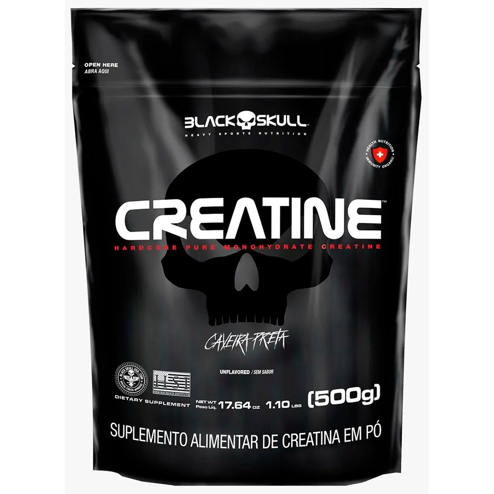 Preto Skull Creatine Monohydrate Refil 500g Caveira Preta - Creatina Monohidratada