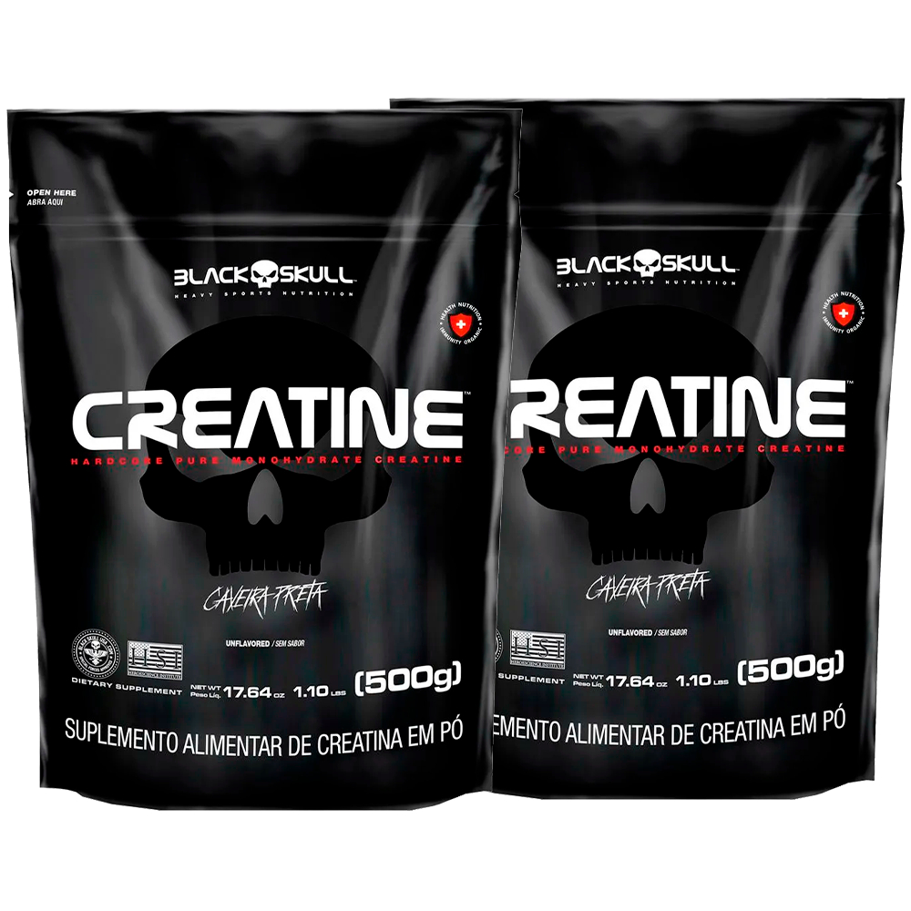 Black Skull Kit 2x Creatine Monohydrate Refil 500g Cada - Creatina Monohidratada