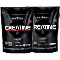 Black Skull Kit 2x Creatine Monohydrate Refil 500g Cada - Creatina Monohidratada Pura Caveira Preta