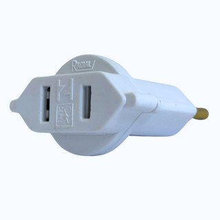 Adaptador De Plugue Chato 10a Bipolar Para Tomada Branco