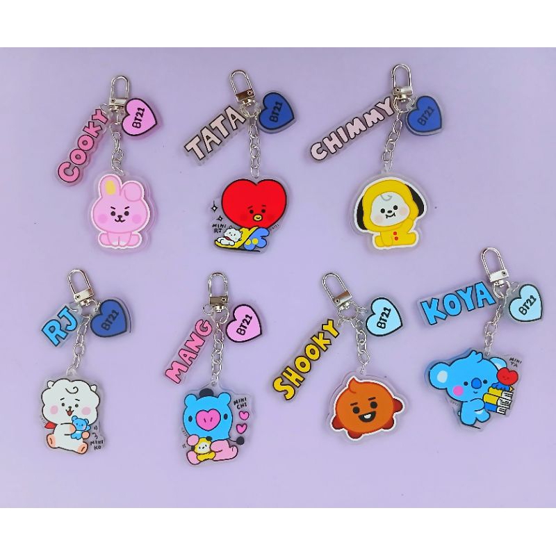 Chaveiro acrílico BT21 com película de proteção na parte de trás em Oferta na Shopee