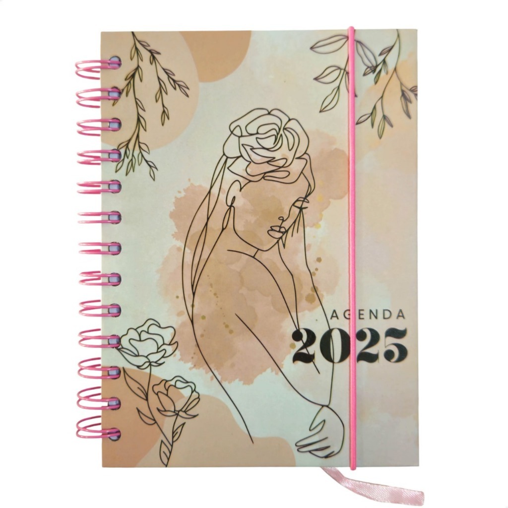 Agenda Diária 2025 Espiral Capa Dura 168 Folhas Marcador 18x13cm