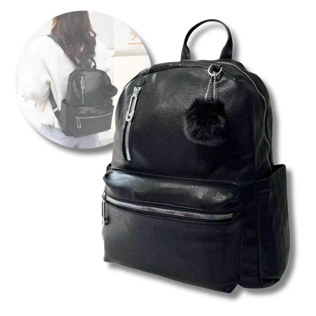 Mochila Feminina Couro Sintético PU Bolsa de Ombro Elegante