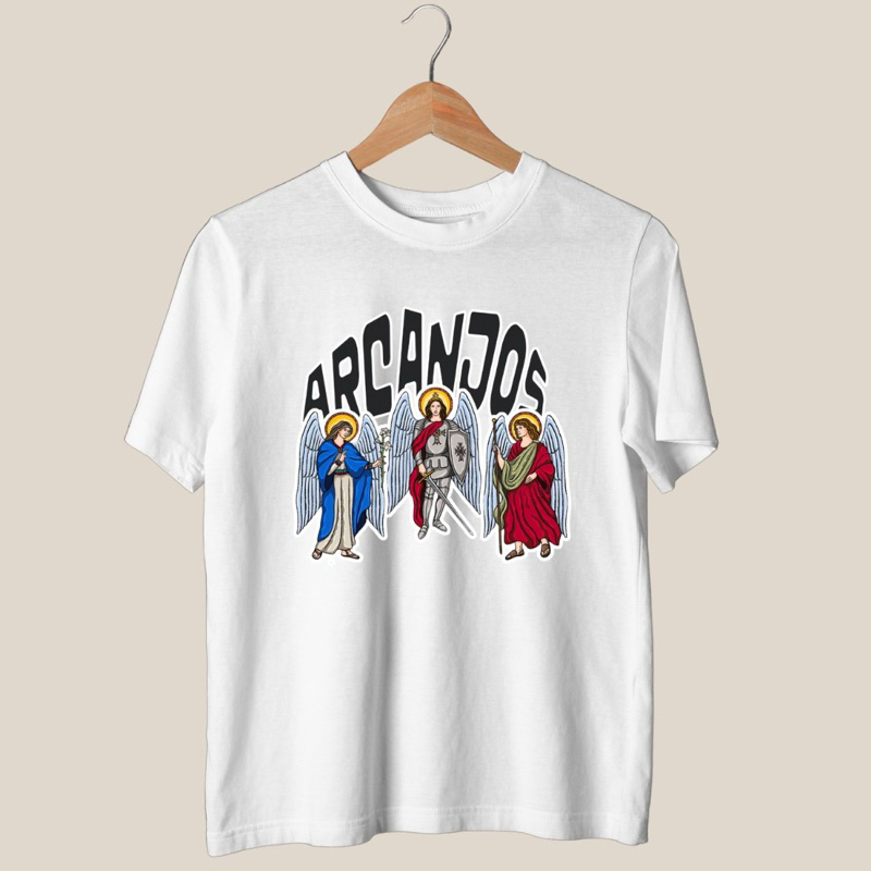 Camiseta T-shirt Unissex Algodão Arcanjos São Miguel São Rafael São Gabriel Anjos da Guarda - Infantil, Adulto e Plus