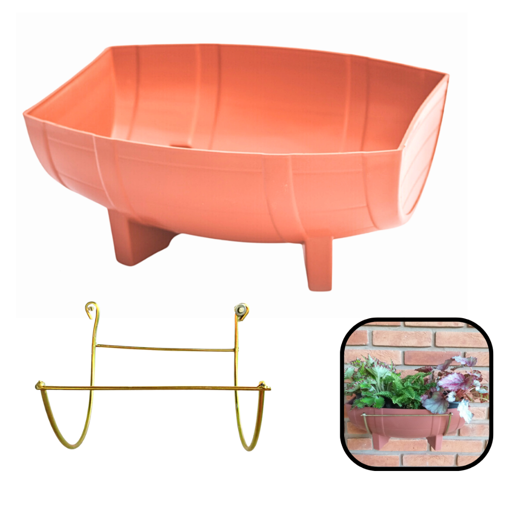 Floreira Barril mais Suportes de Parede. Vaso Jardineira Plástico ideal Horta ou Jardim Vertical