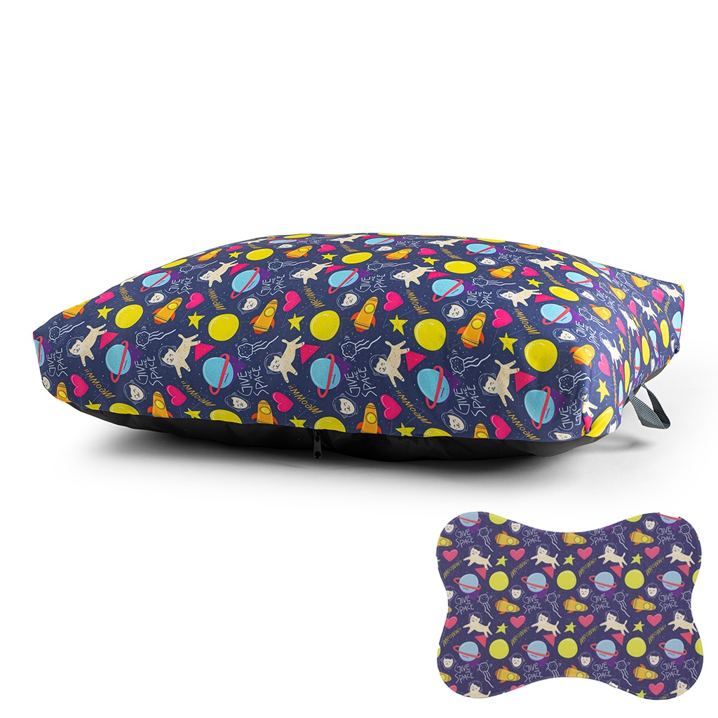 Cama Caminha Pet Médio Lavável C/Zíper + Tapetinho kit P/ Cachorro Gato Futon