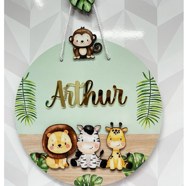 Guirlanda Ou enfeite porta maternidade tema safari baby em Oferta na Shopee
