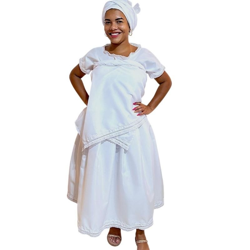 Conjunto feminino 4  Peças Feminino Umbanda E Candomblé Ração Luxo Oxford cód  06