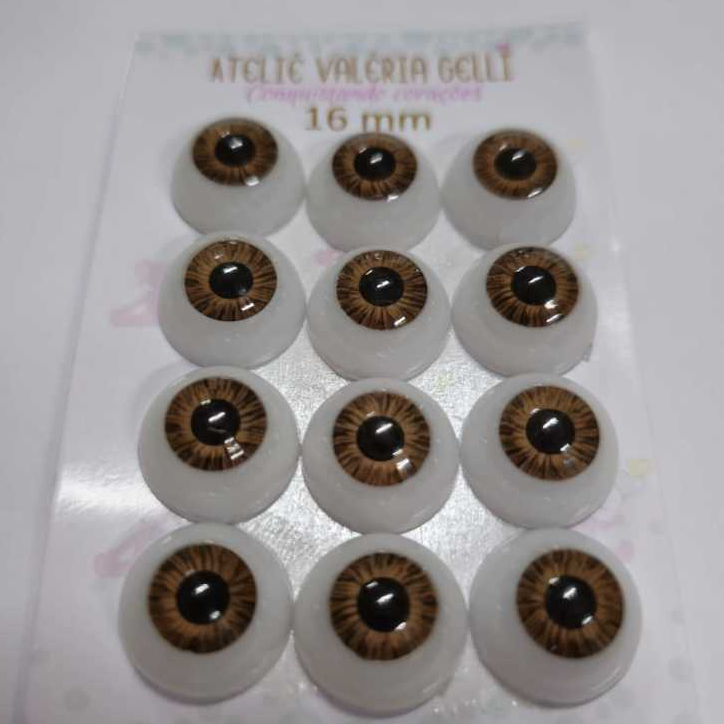 6 Pares de olhos de acrílico Castanho Claro do 10 ao 22mm ( Boneca de pano , Bebê Reborn) em Oferta na Shopee