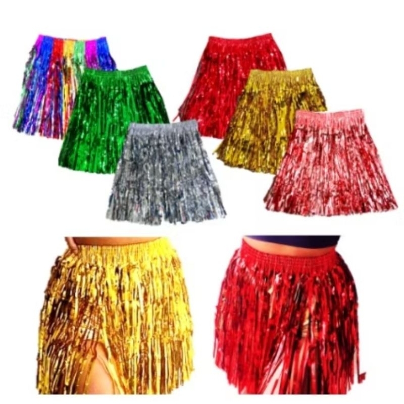 Saia de Fitilho Fitas Metalizada Carnaval Festa Fantasia Cores Variadas De Velcro 40cm Saia de Fitilho Fitas Metalizada Carnaval Festa Fantasia Cores Variadas De Velcro 40cm
