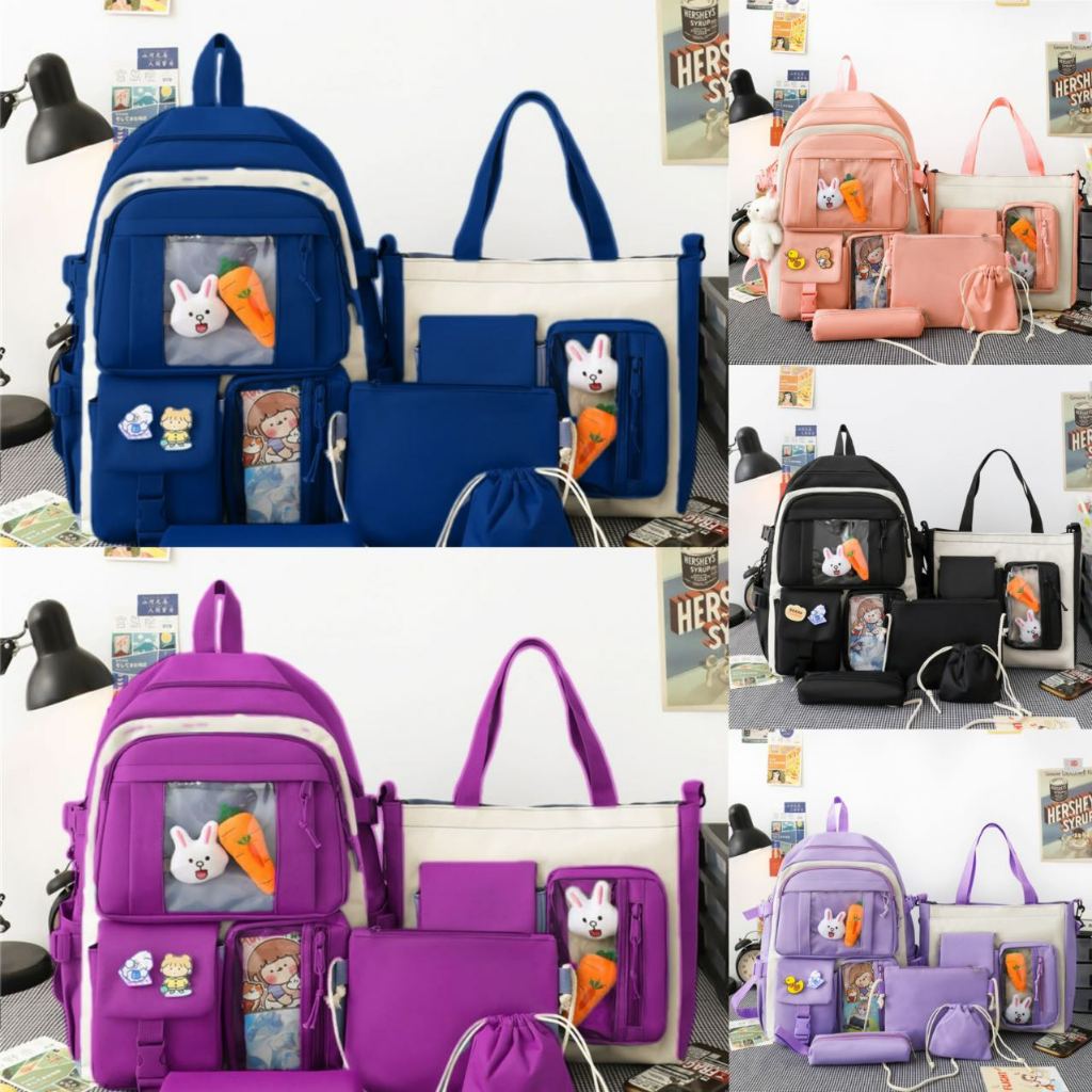 Kit Mochila Feminina Masculina Para Escolar Viajar Estilo Casual Kpop Multiuso Com Grande Capacidade em Oferta na Shopee