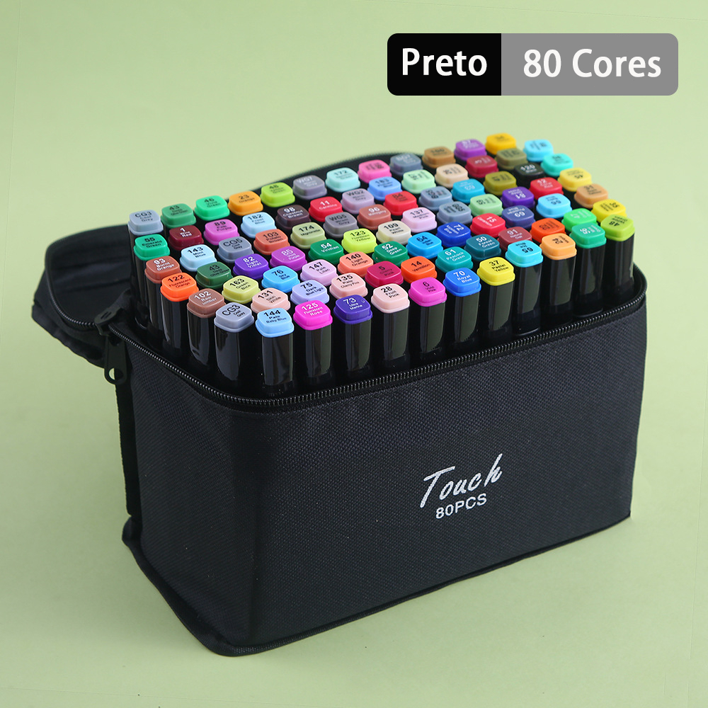 80/120 Cores Caneta Marcadora Com Ponta Dupla/Pintura De Arte/Aquarela/Material Escolar/Es...
