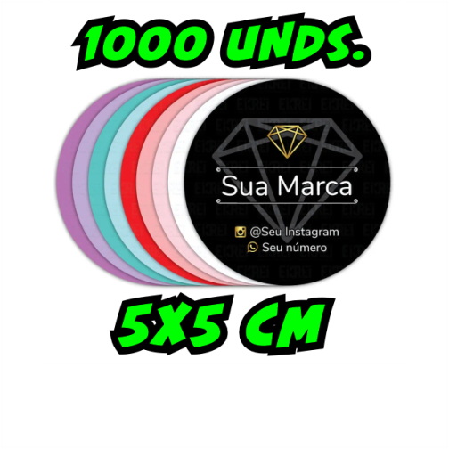 1000 ou 500 Adesivos Etiquetas Rótulos 5x5 cm Personalizados com a sua Logo ou Arte com Corte