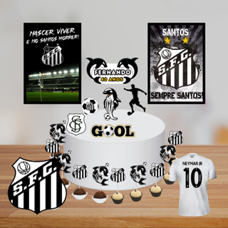 Kit Festa Só Um Bolinho TIME SANTOS Enviar Nome/Idade IMEDIATAMENTE em Oferta na Shopee