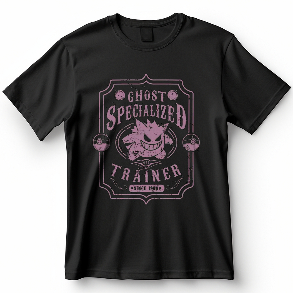 Camiseta Unissex Pokemon Genger Ghost Specialized Trainer Blusa Streetwear De Anime Camisa 100% Algodão