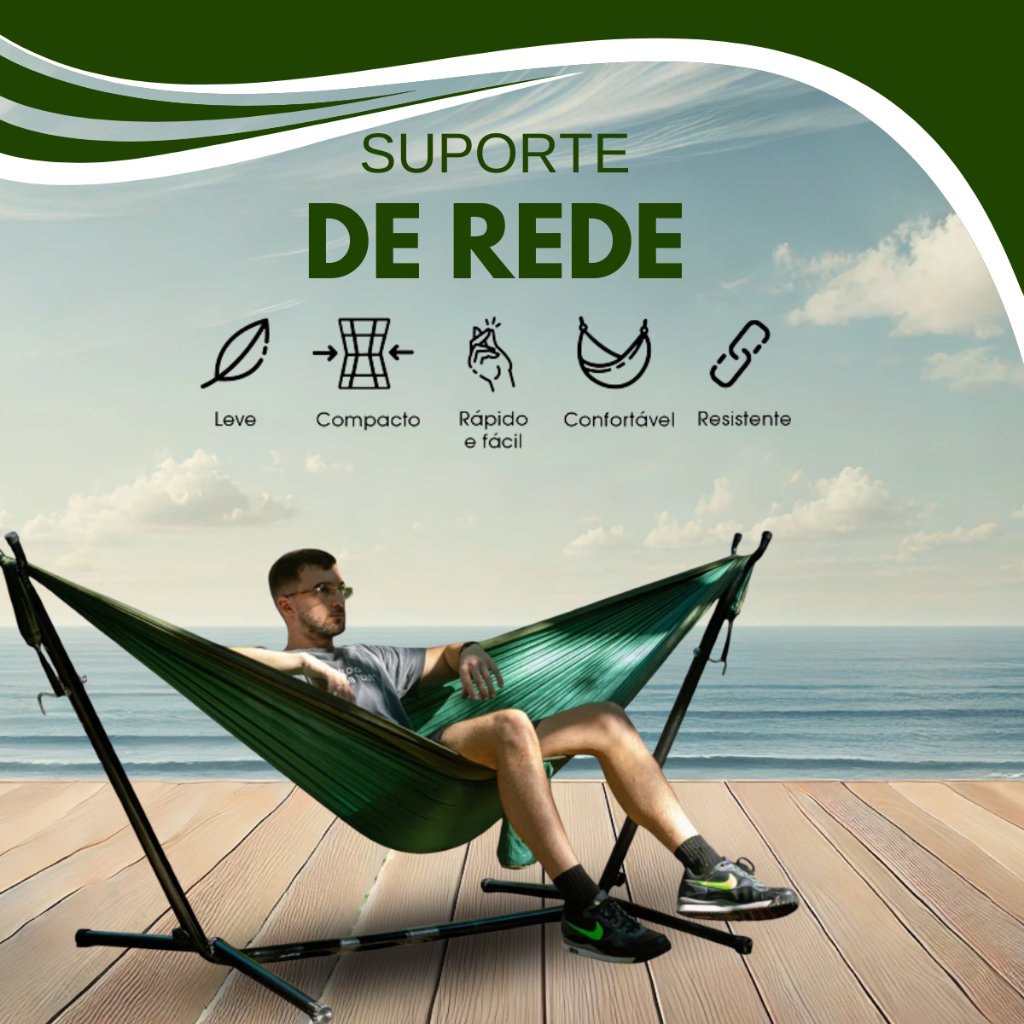 Suporte Portátil Em Aço Para Rede Com Gancho Manípulo Resistente Até 250KG