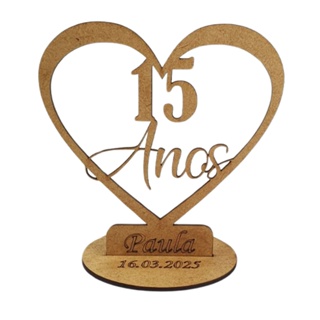 30 Centros de Mesa Coração 15 Anos MDF Personalizado com Nome em Oferta na Shopee