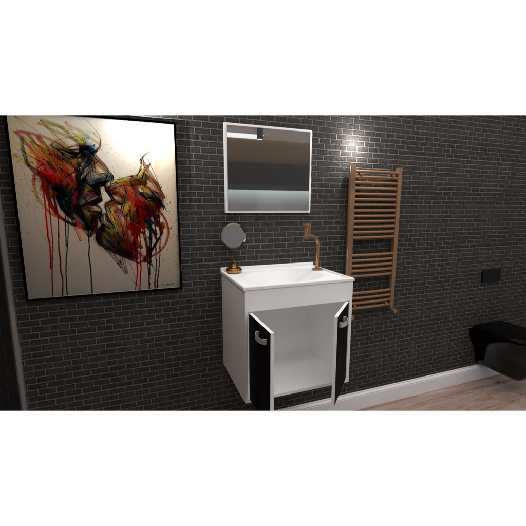 Gabinete Para Banheiro Com Cuba E Espelho Udine Branco 40 cm