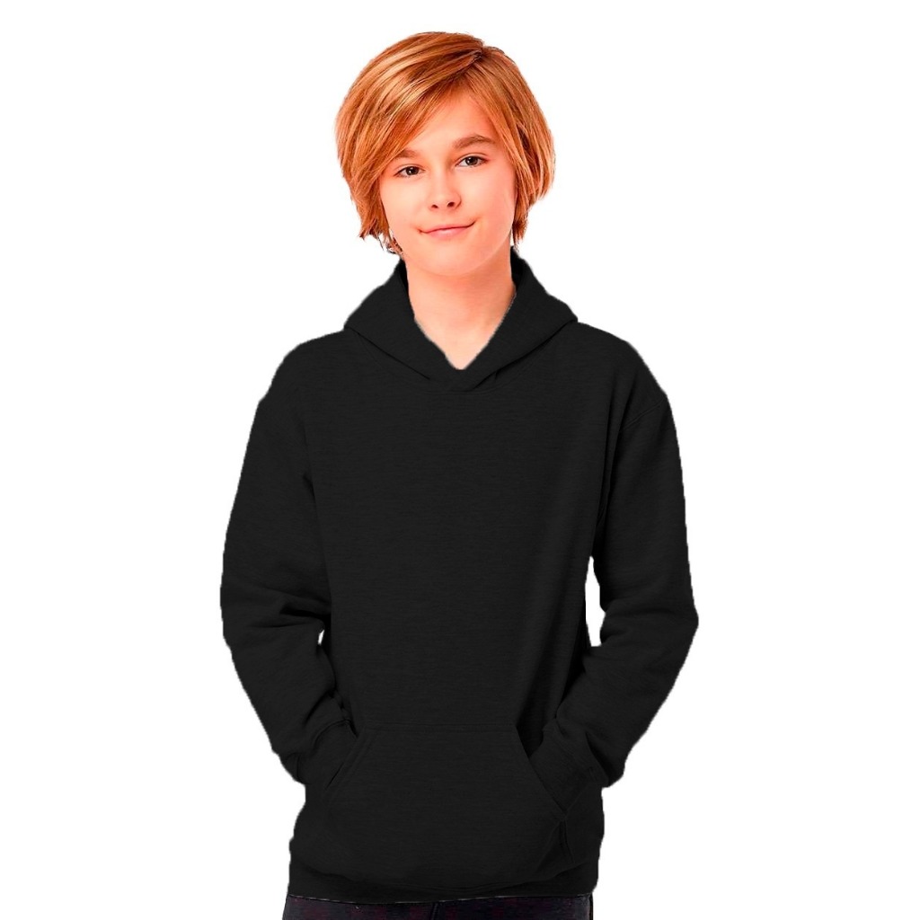Blusa De Frio Moletom Canguru Infantil Juvenil Liso Com Capuz E Bolso Inverno Flanelado Escolar