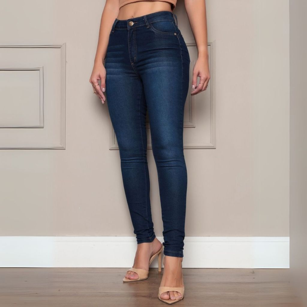 Calça Jeans Feminina Tex Jeans Skinny Lavagem Escura Conforto e Estilo