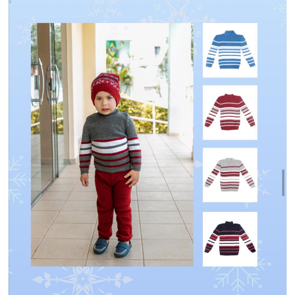 Blusa Cacharrel Lã Infantil Menino Manga Longa Diversas Estampas De 1 a 10 Anos