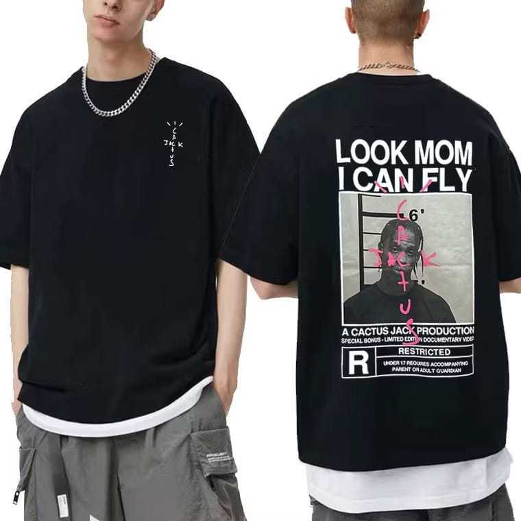 Camiseta Oversized Estilosa Hip Hop Rapper Travis Scott Estampada Frente e Costas 100% Algodão