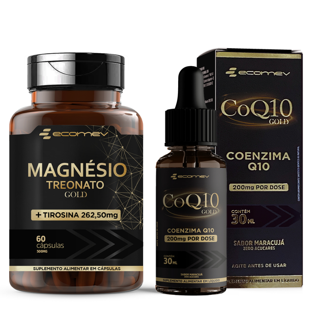 Kit Magnesio Treonato + L Tirosina + Coenzima Q10 Gotas Sublingual Ecomev