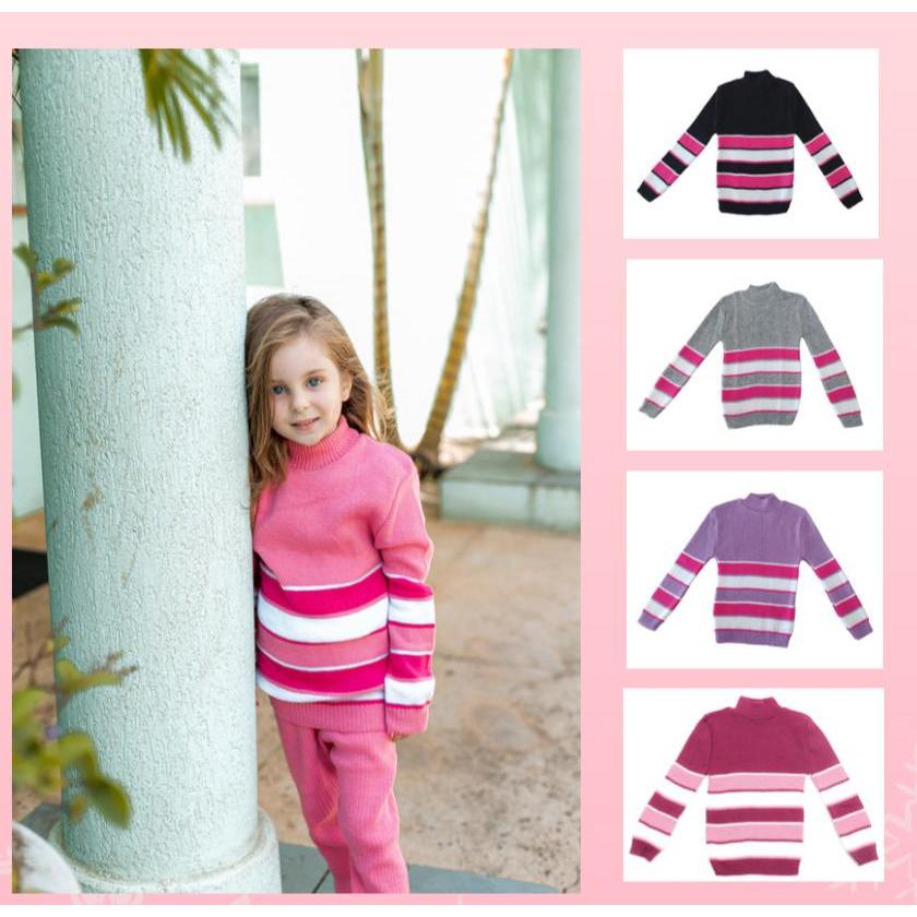 Blusa Cacharrel Lã Infantil Menina Manga Longa Diversas Estampas de 1 a 8 anos