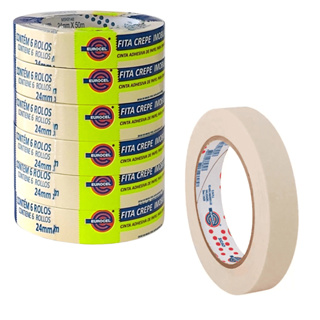 Fita Crepe Eurocel 24mm x 50m Uso Geral 6 Unidades em Oferta na Shopee