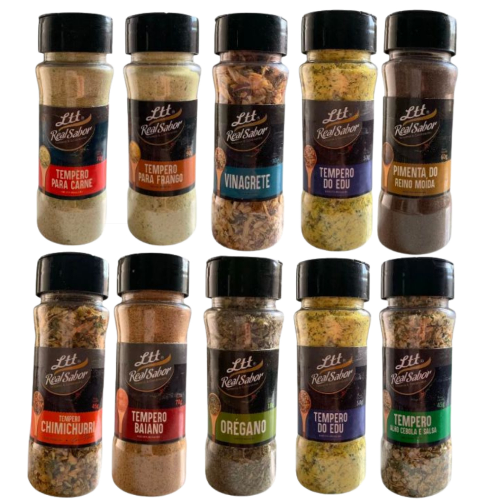 Kit Caixa com 12 potes de temperos (especiarias, condimentos) em Oferta na Shopee