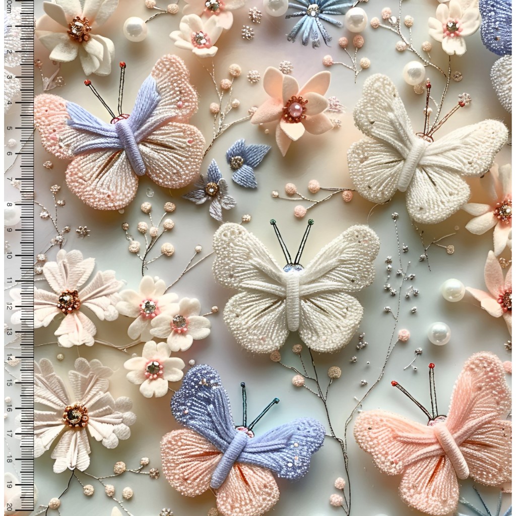 Tecido Tricoline 0,50 x 1,50 borboletas 100% algodão