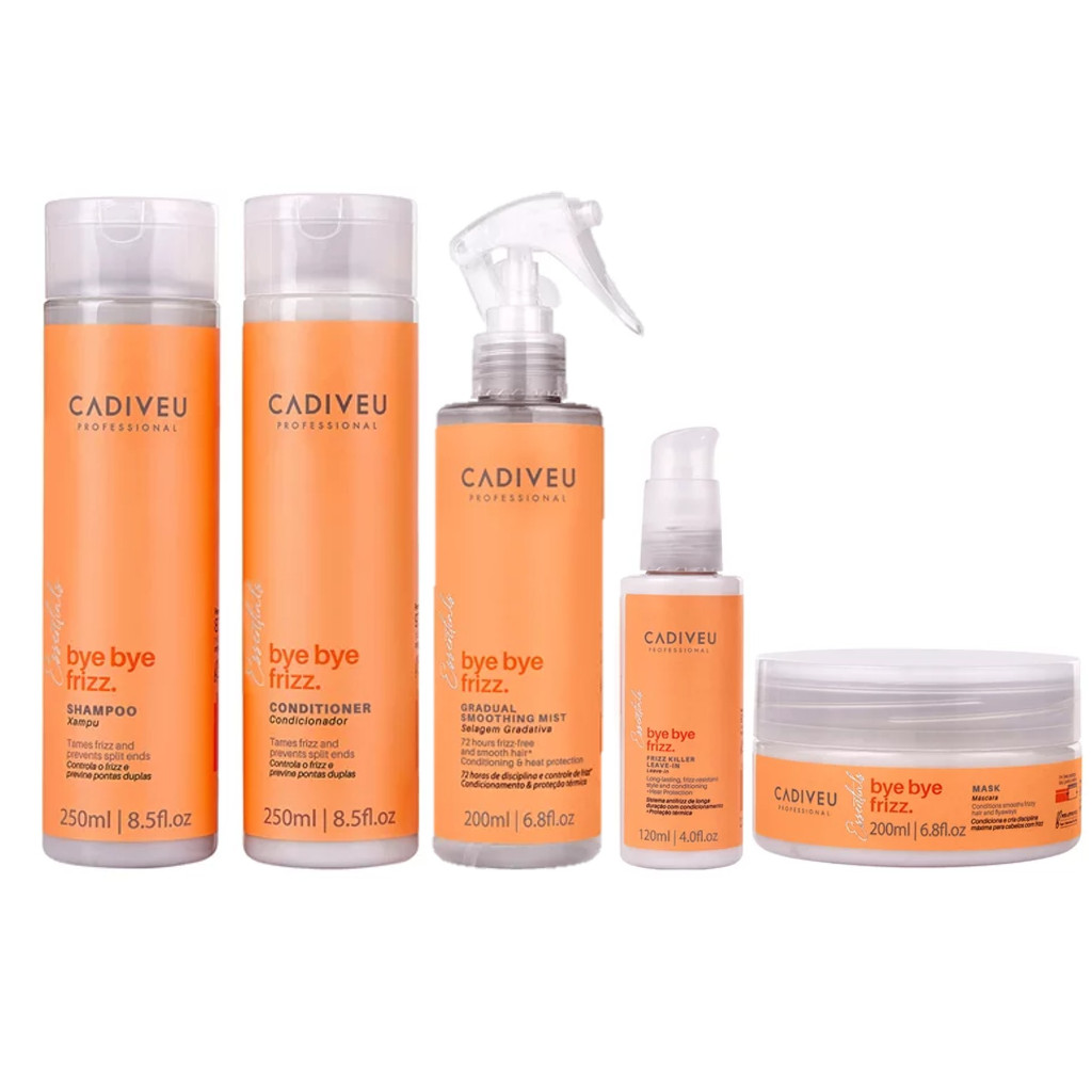 Cadiveu KIT Completo Bye Bye Frizz Sh + Cond + Masc + Fluído e Leave-in