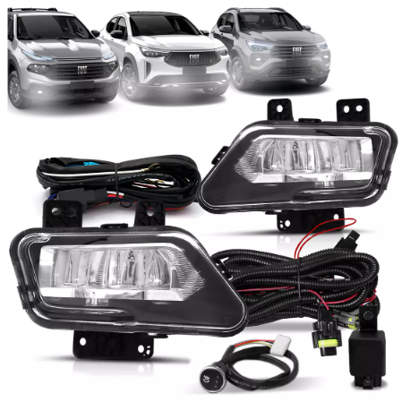 Kit Farol de Milha Neblina Fiat Fastback Toro Pulse 2020 2021 2022 2023 2024 Em LED Botão Touch