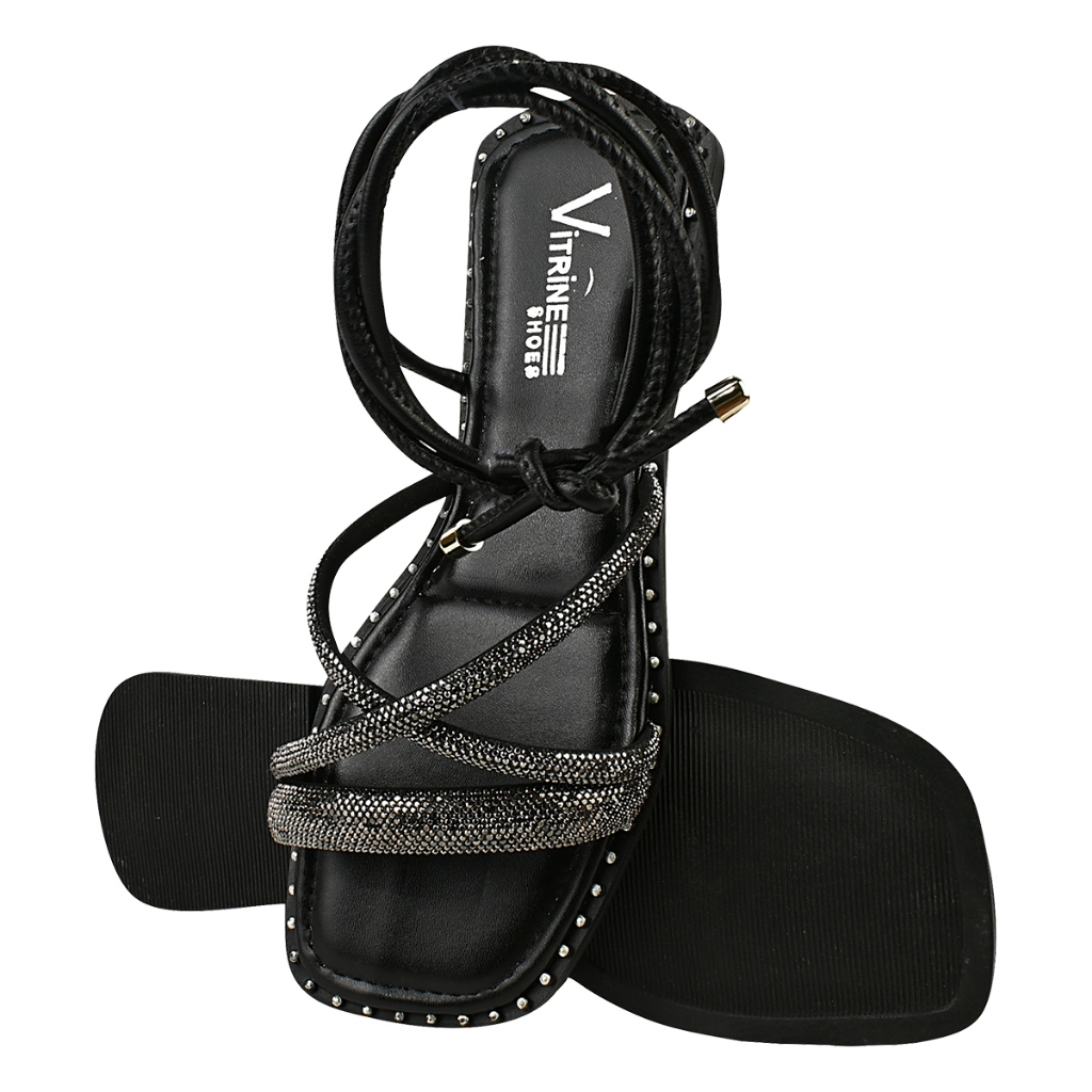 sandália feminina rasteirinha Amarração Brilho Strass Vitrine shoes em Oferta na Shopee