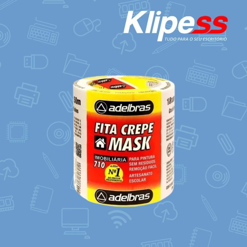 Fita Crepe 18x50 Mask Crepe - kit 6 rolos - Adelbras