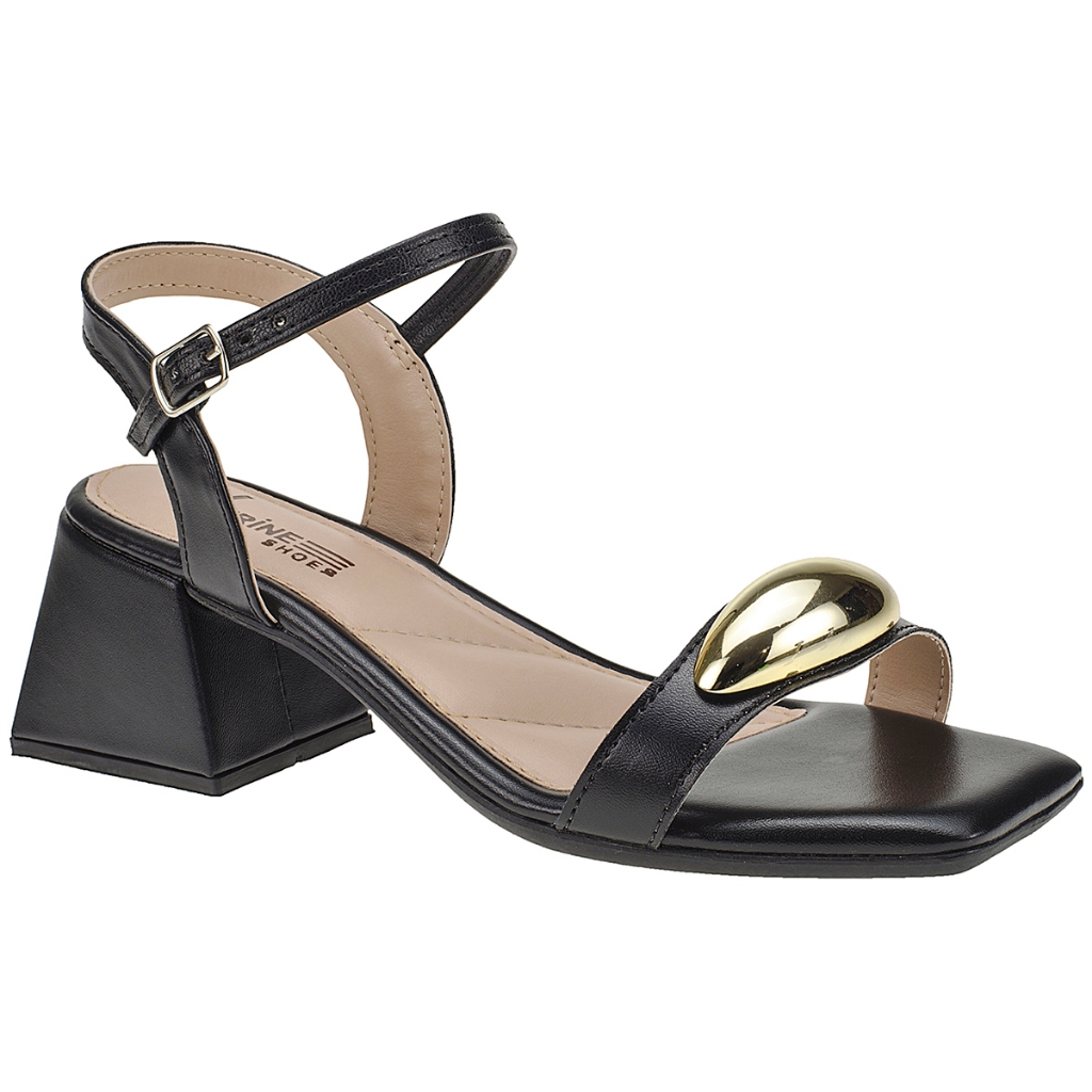 Sandália Feminina Salto Grosso Baixo Médio Lançamento Enfeite Lesma Confortável Casual em Oferta na Shopee