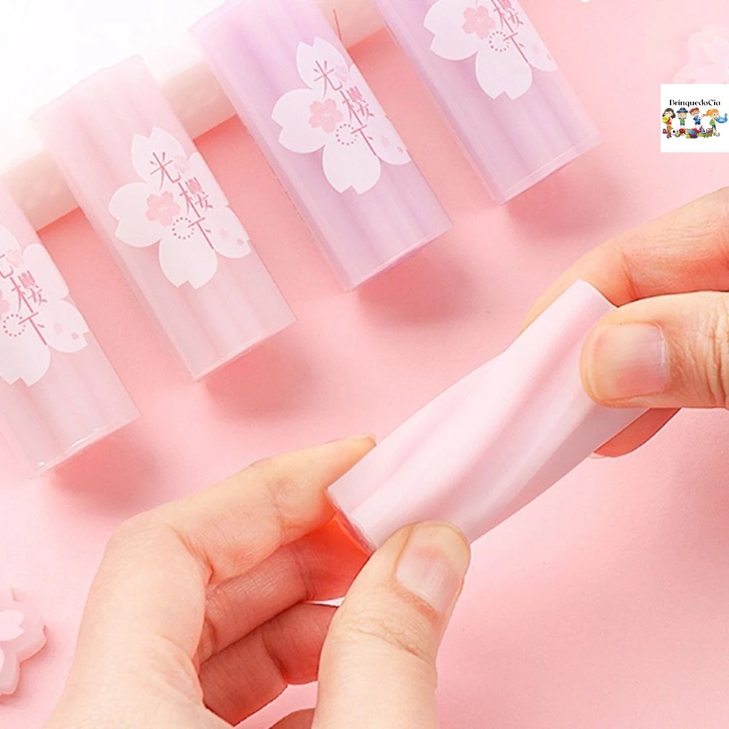 KIT COM 6 Borracha Escolar Flor de Cerejeira Grande Longe  Papelaria Fofa em Oferta na Shopee