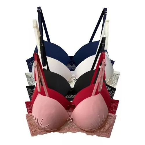 Sutiã Lingerie Feminina Com Bojo Sutia Reforçado Base Rendada Basico Levanta Seios