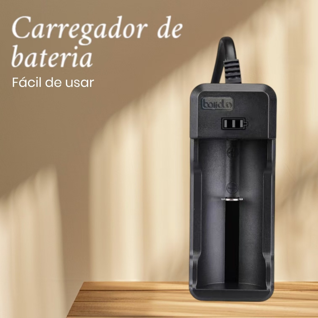 Carregador de Bateria 14500, 18650, 26650 - Ideal para Lanternas T9, X900 e T12