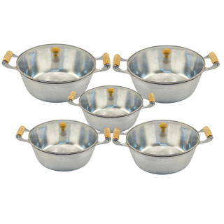 Jogo De Panela Polido Tampa De Vidro Temperado Alumínio Fundido Grosso Cabo Madeira Marfim em Oferta na Shopee