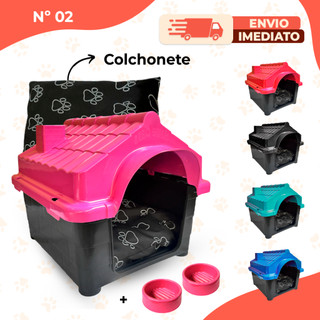 Casa Casinha + Colchão  Caminha Nº 2 Com Comedouro e Bebedouro 300ML