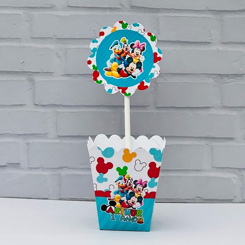 Centro de mesa TURMA DO MICKEY CACHEPÔ Lembrancinhas Personalizadas | Já vai semi montado