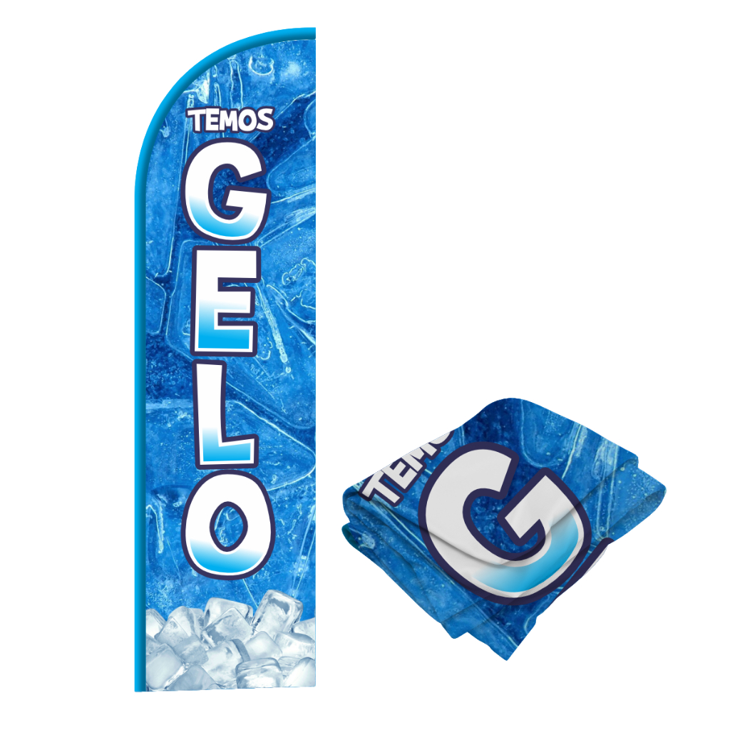 Wind Banner Temos Gelo Dupla Face Bandeira 2m (só O Tecido)