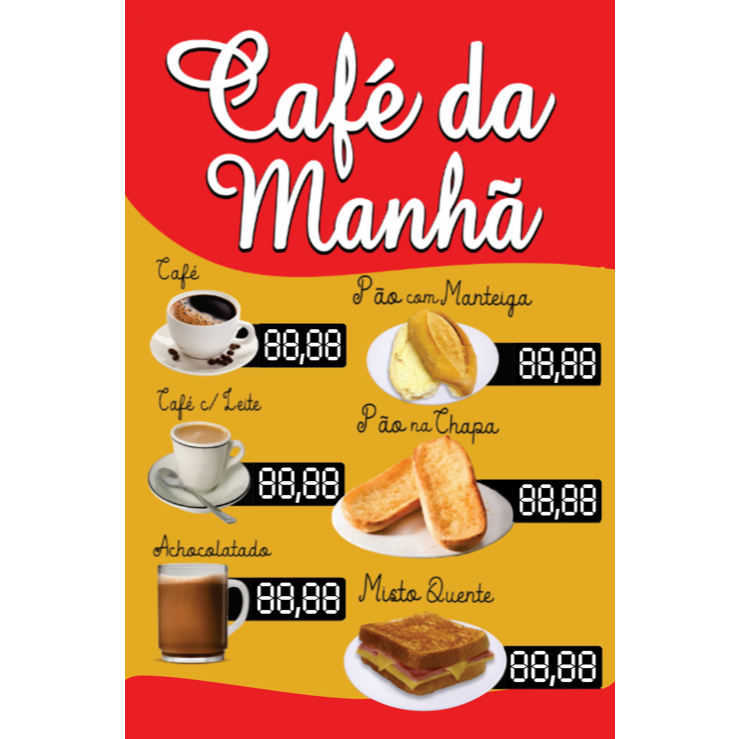 BANNER ARTE PRONTA - TEMOS CAFÉ DA MANHÃ em Oferta na Shopee