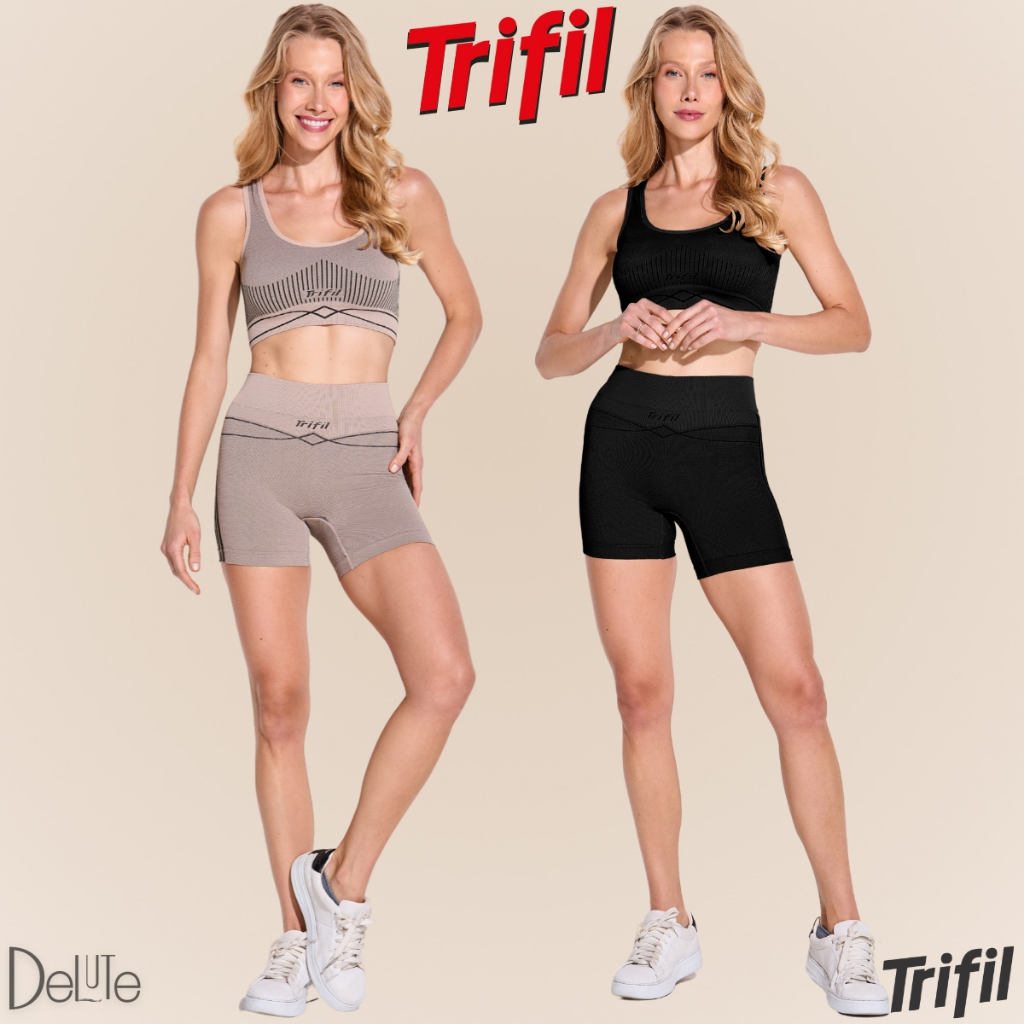 Shorts Trifil Feminino Fitness para Academia Esportivo Legging Cintura Alta Sem Costura Re...