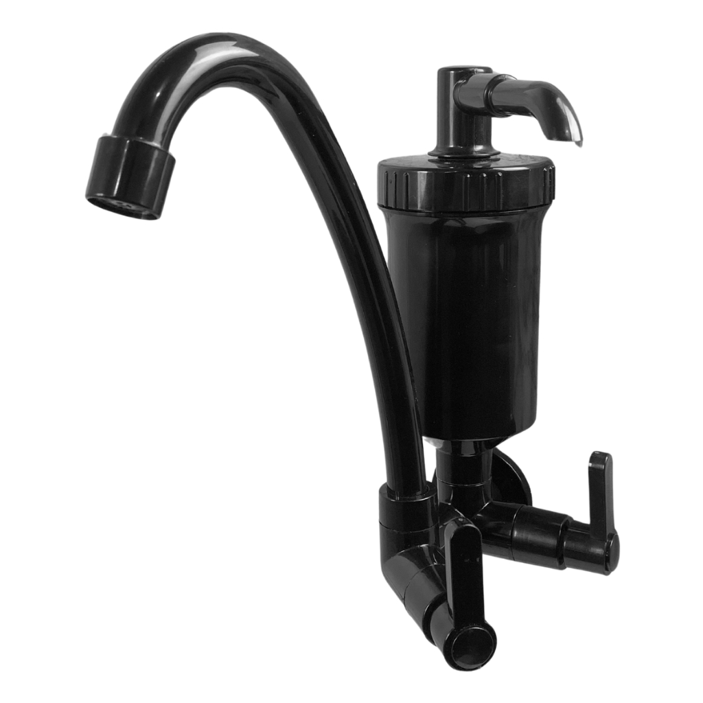 Torneira Pia Cozinha de Parede com Filtro Preta All Black Luxo em ABS 1/4 de Vol