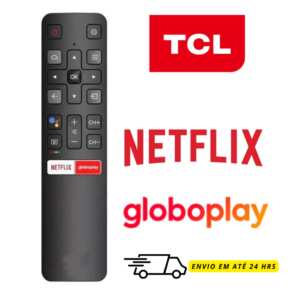 Controle Remoto Compatível para TV LED TCL Smart Android 4k com Netflix e GloboPlay / RC802V / 50P8M - 9071 - 9062 em Oferta na Shopee