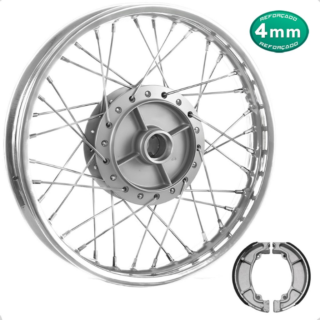 Roda Traseira Biz 100 Biz 110 Biz 125 4mm Raiada Alinhada + Lona