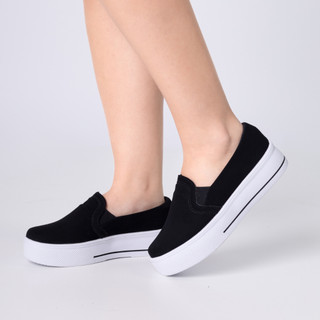 Tênis Feminino Slip On Branco Casual Preto Básico Confortável Leve Calcelove